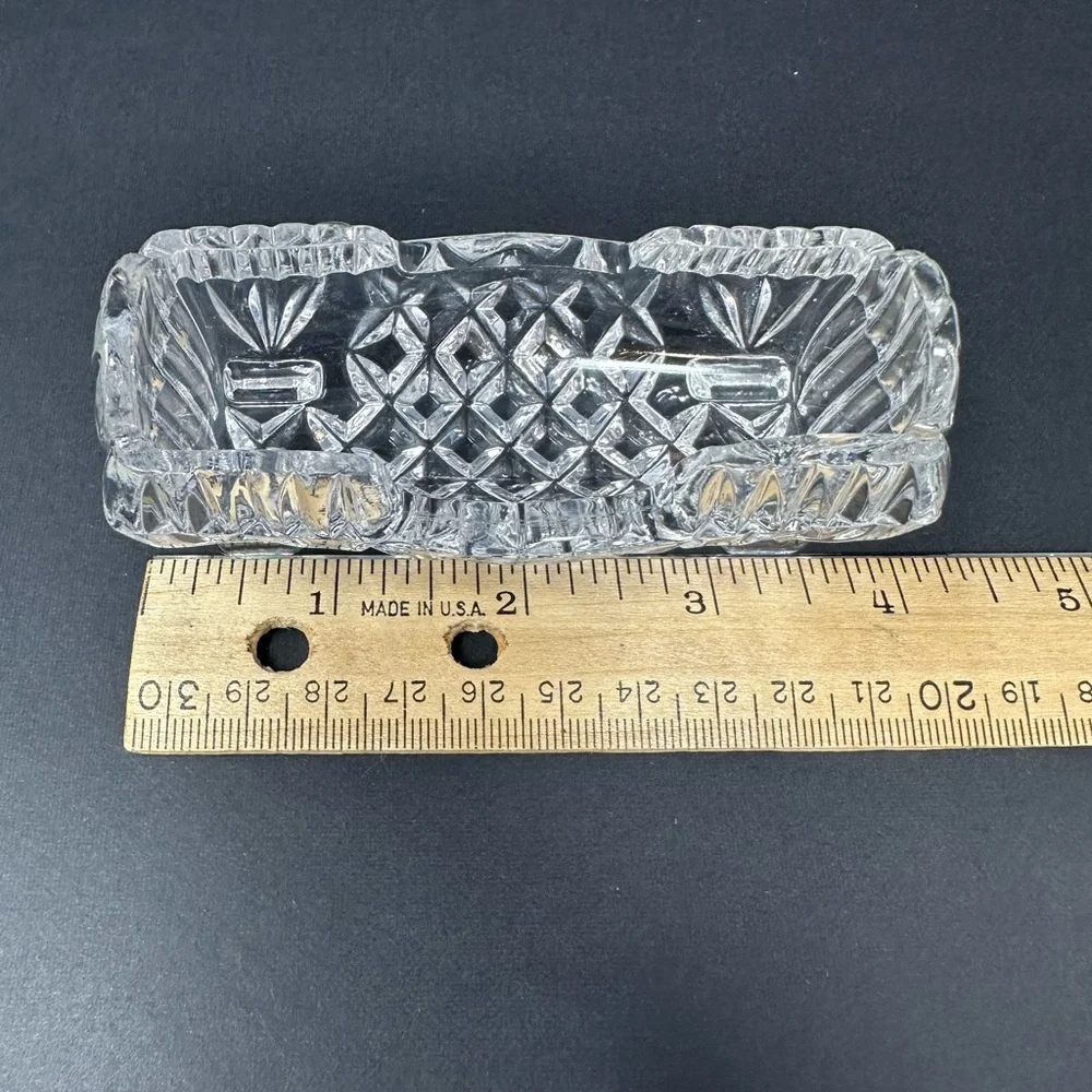 Vintage Diamond Pattern Rectangular Toothpick Holder Salt Cellar Knife Rest A2